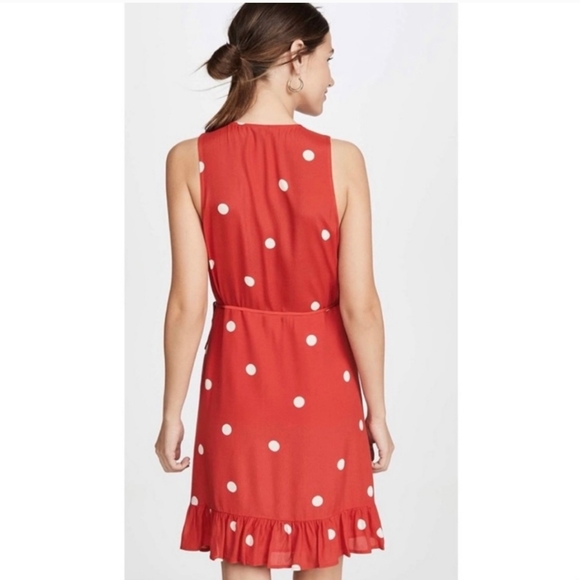 Rails Madison Scarlet PolkaDots Mini Wrap 100% Rayon dress Size L - Picture 5 of 16